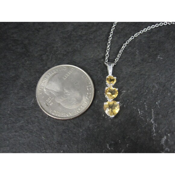 Citrine Heart Pendant Sterling Silver Estate Jewelry - Picture 6 of 10